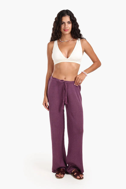 Cotton Crochet Knit Pants - Violet