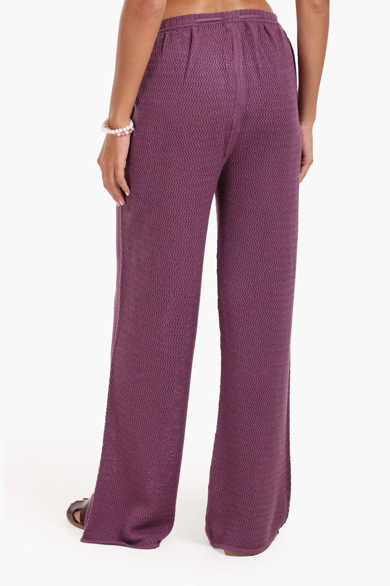 Cotton Crochet Knit Pants - Violet