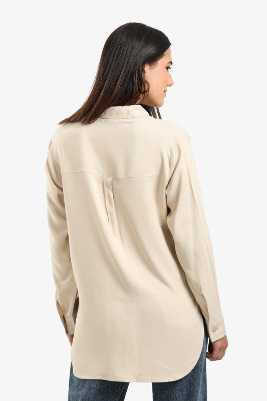 Poplin Solid Shirt - Beige