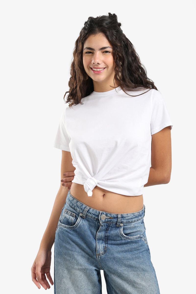 Solid Oversized Crew Neck Top – Off White