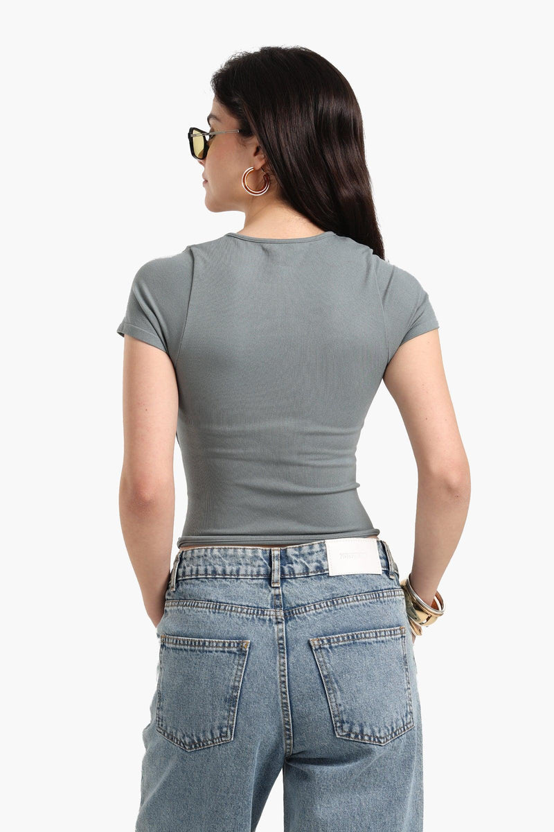 Microfiber Ribbed T-Shirt – Grey