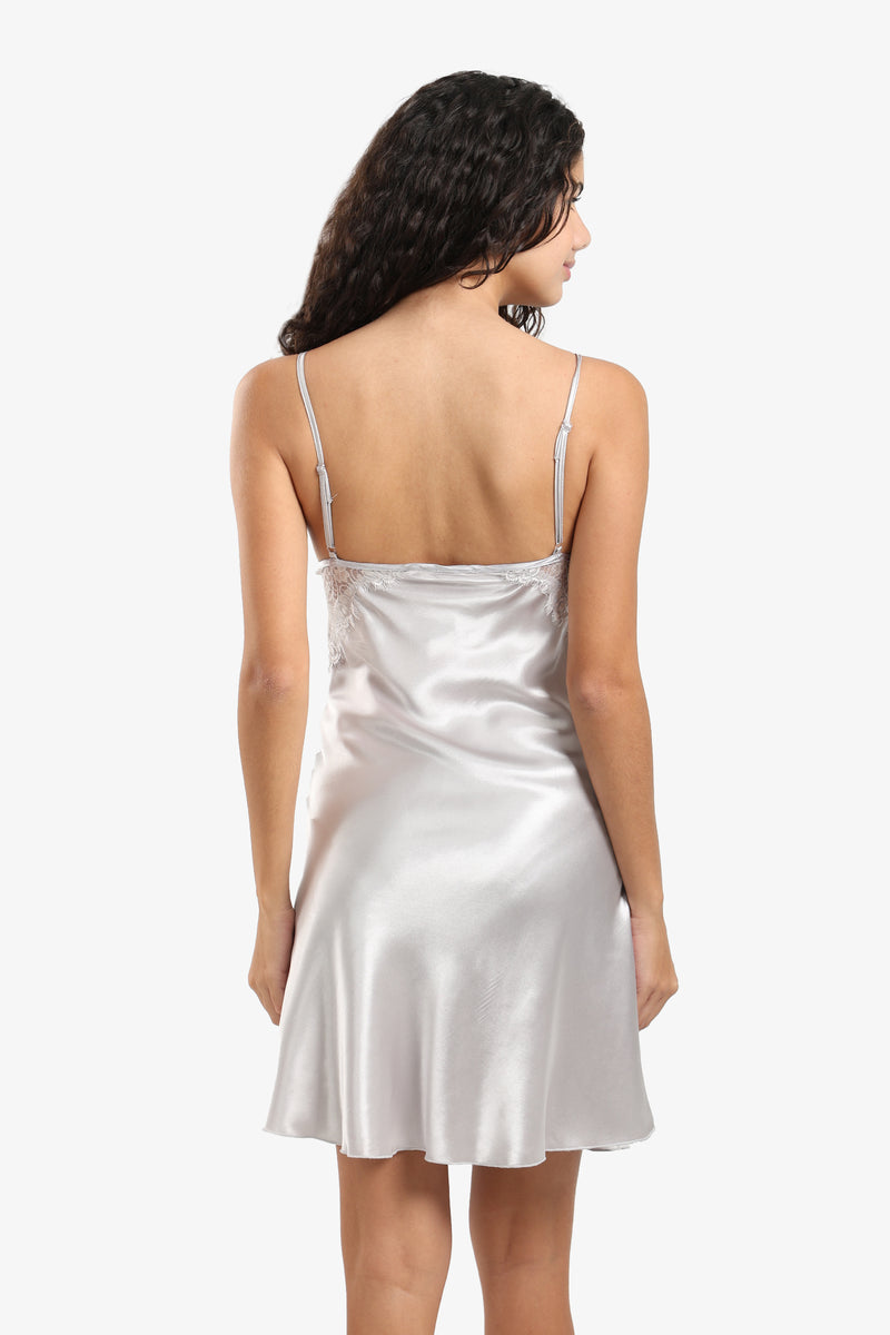 Satin Solid Babydoll – Silver