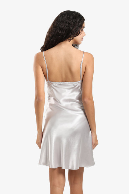 Satin Solid Babydoll – Silver