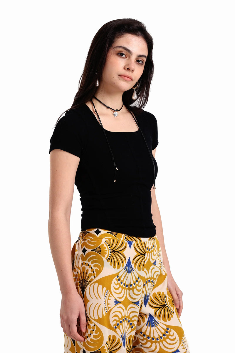 Microfiber Ribbed T-Shirt – Black