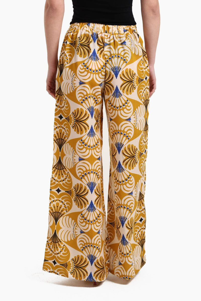 Cotton Printed Wide Leg Pants - Multicolor