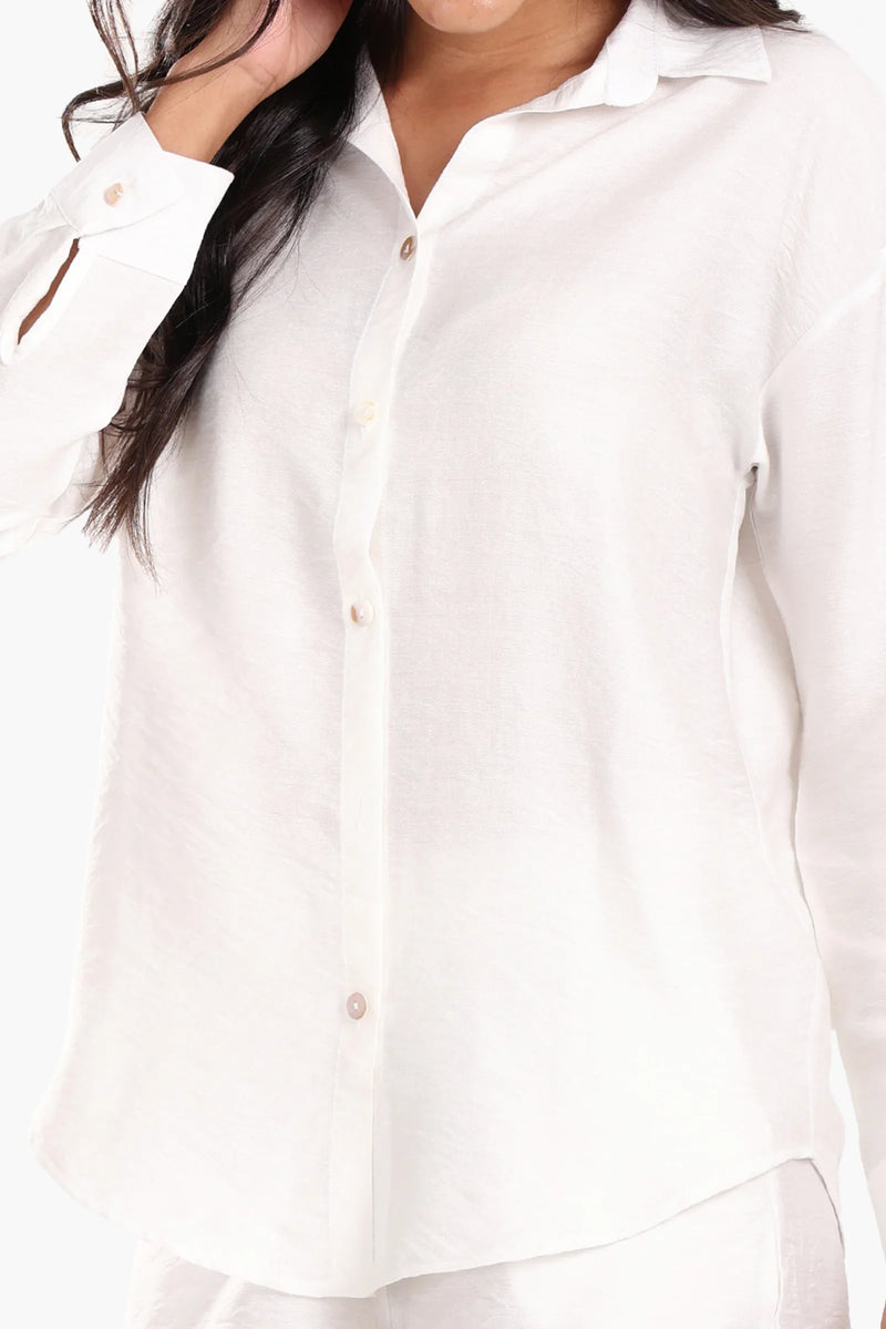 Tencel Solid Beach Shirt & Shorts Set – White