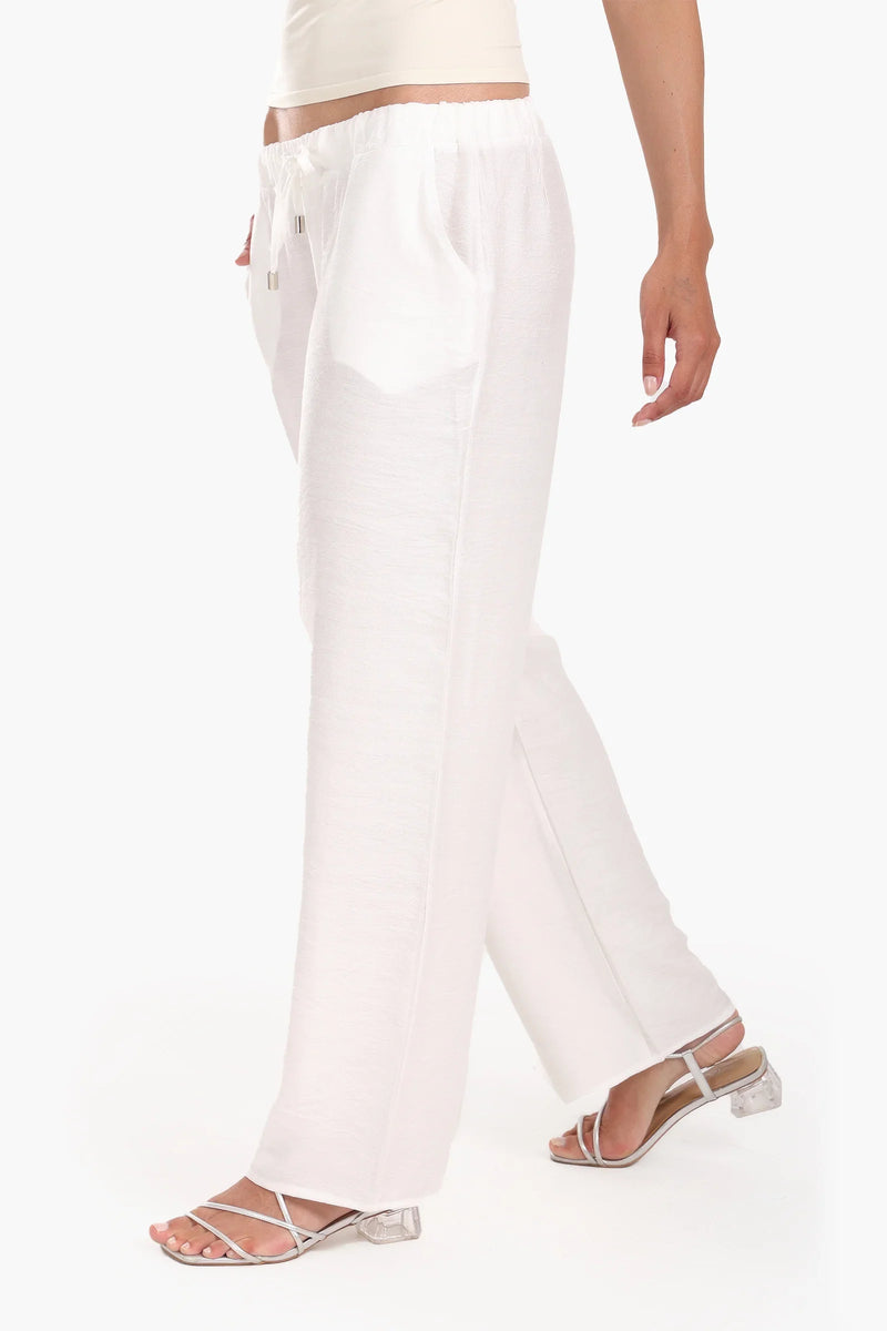 Tencel Solid Beach Pants – White