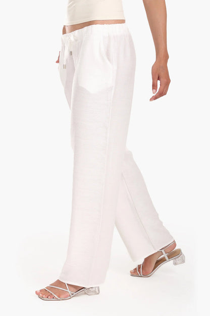 Tencel Solid Beach Pants – White