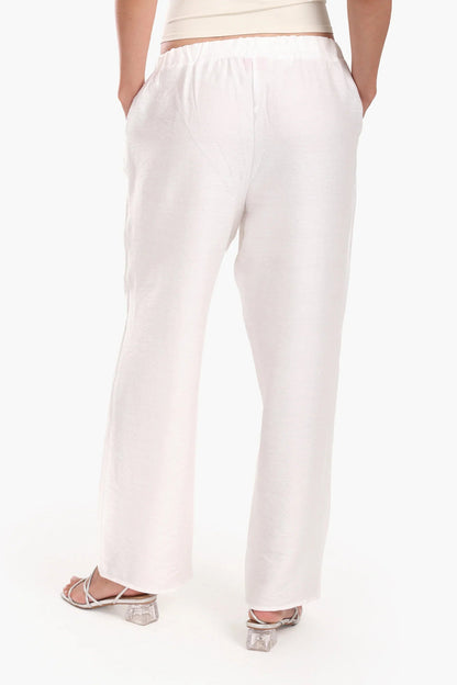 Tencel Solid Beach Pants – White