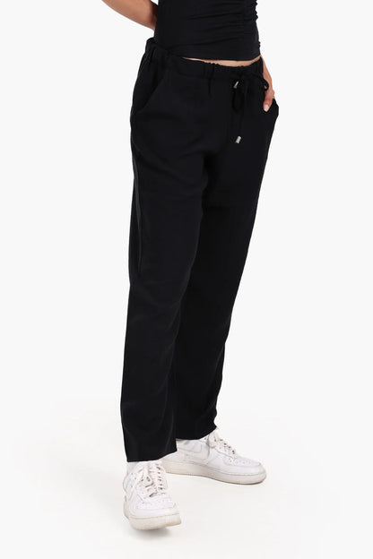 Tencel Solid Beach Pants – Black