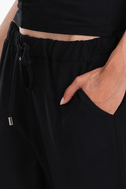 Tencel Solid Beach Pants – Black