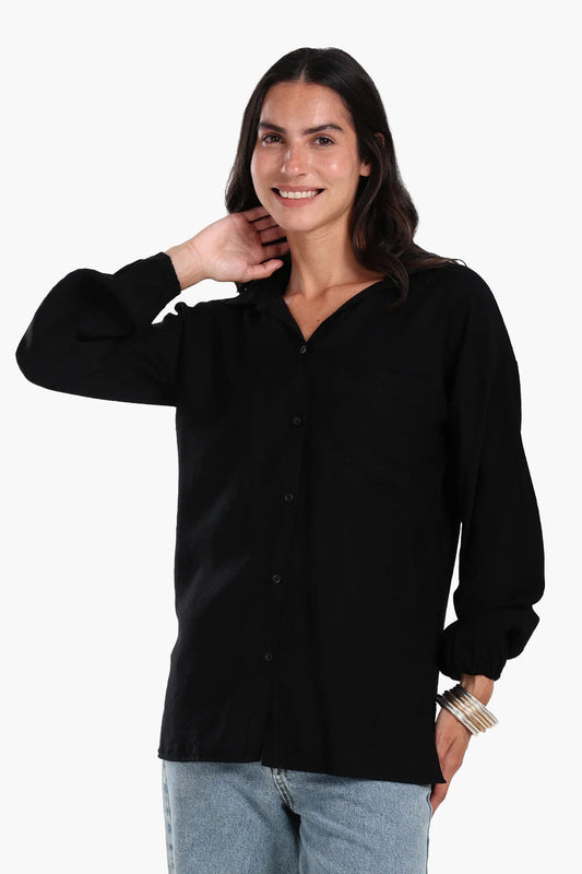 Polyester Solid Shirt – Black