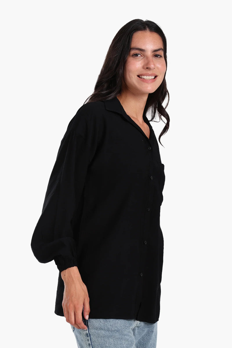 Polyester Solid Shirt – Black