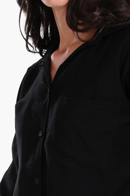 Polyester Solid Shirt – Black