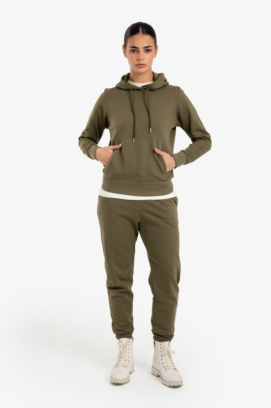 Plain Hooded Lounge Hoodie – Olive