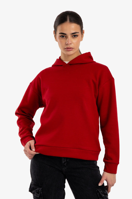Hooded Neck Lounge Sweatshirt – Light Burgundy