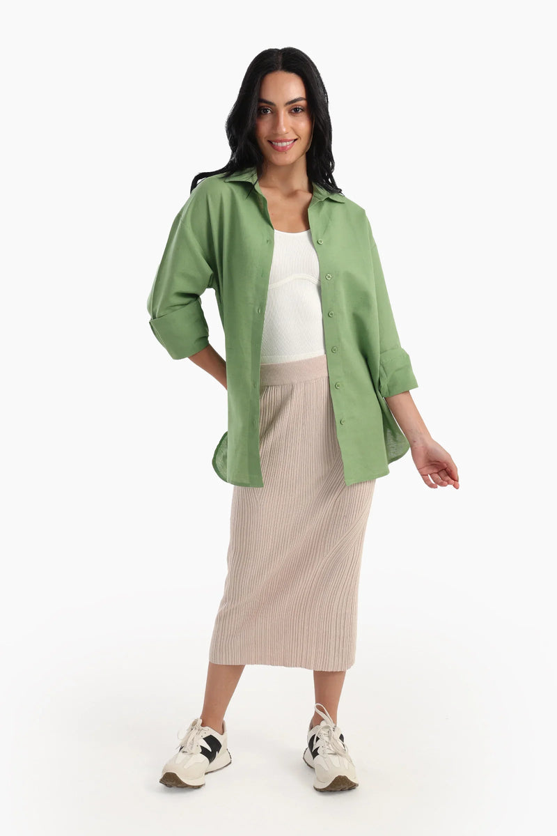 Linen Solid Long Sleeve Shirt – Light Mint