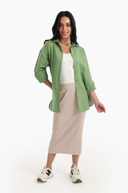 Linen Solid Long Sleeve Shirt – Light Mint