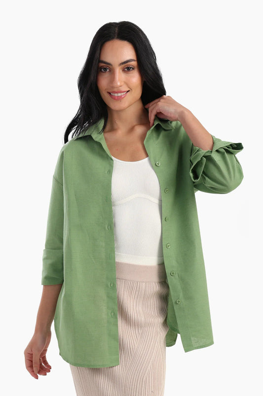 Linen Solid Long Sleeve Shirt – Light Mint
