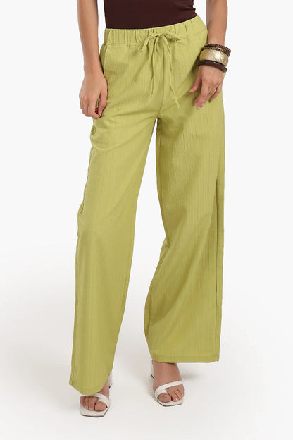 Polyester Ribbed Lounge Pants – Pistachio