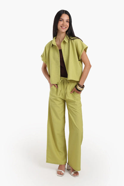 Polyester Textured Lounge Shirt – Pistachio