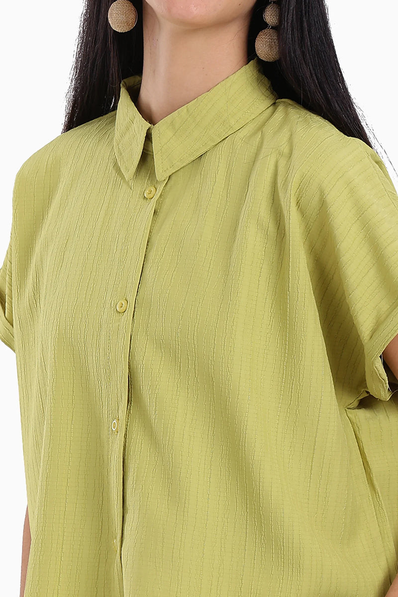 Polyester Textured Lounge Shirt – Pistachio
