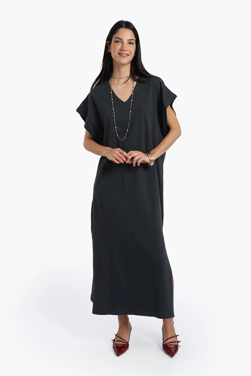 Cotton Solid Lounge Dress – Grey