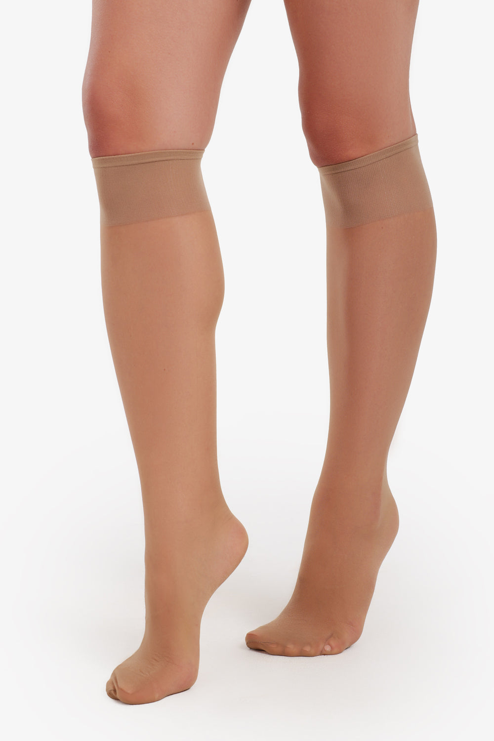 Voile Solid Knee High Socks – Dark Beige