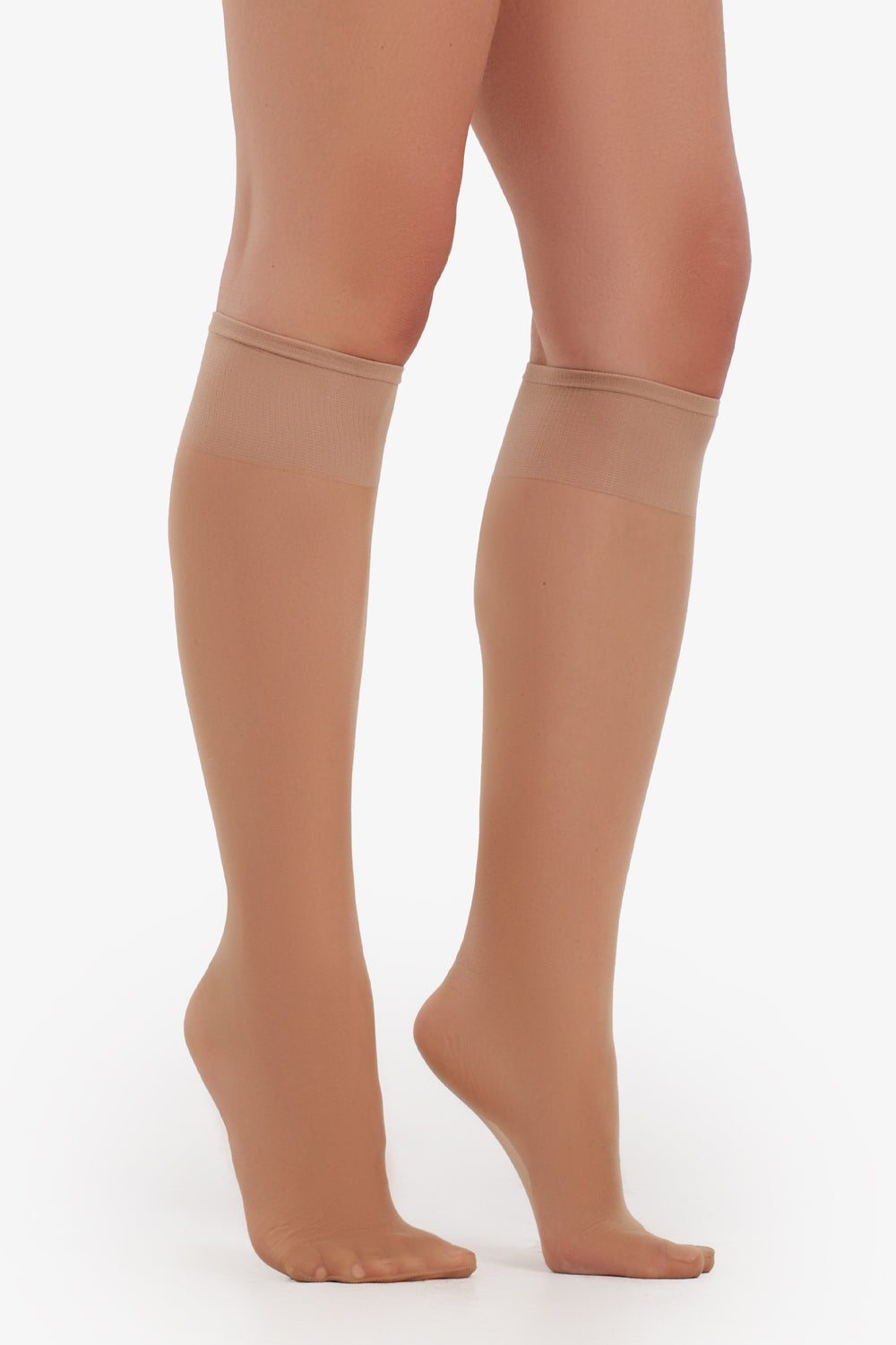 Voile Solid Knee High Socks – Light Beige