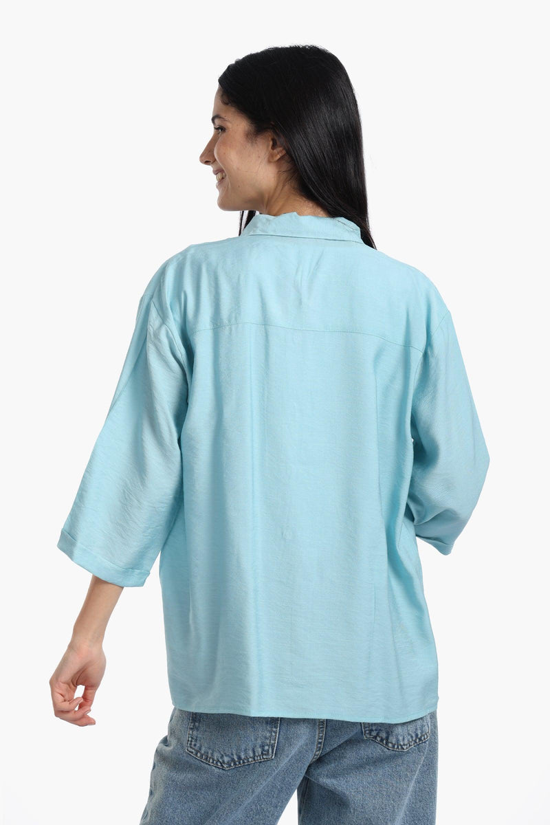 Polyester Solid Chest Pocket Shirt - Light Mint