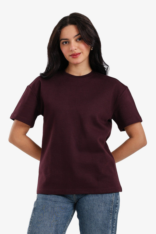 Plain Crew Neck Lounge T-Shirt – Wine