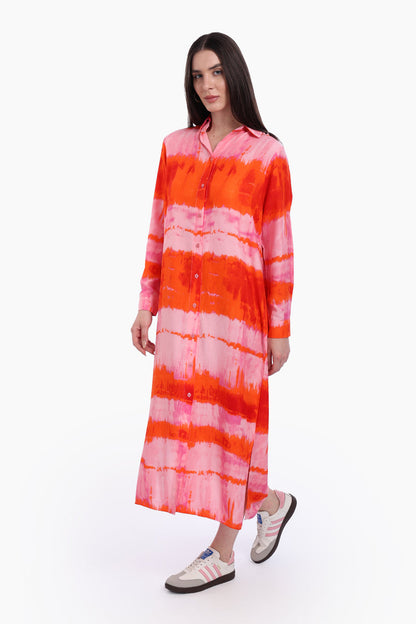 Cotton Printed Shirt Dress – Multicolor