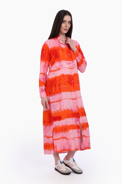 Cotton Printed Shirt Dress – Multicolor