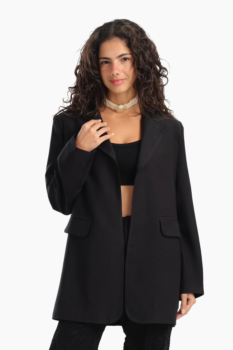 Tencel Solid Blazer – Black
