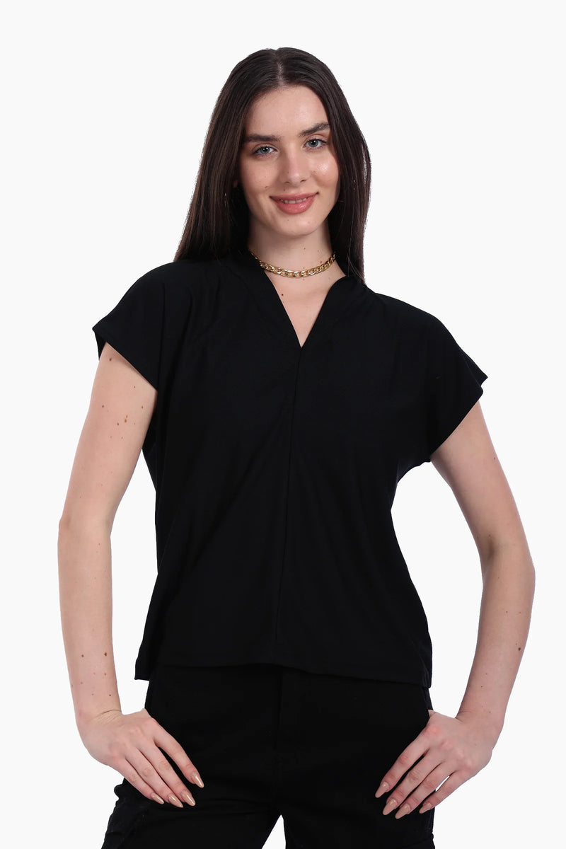 Crepe Solid Blouse – Black