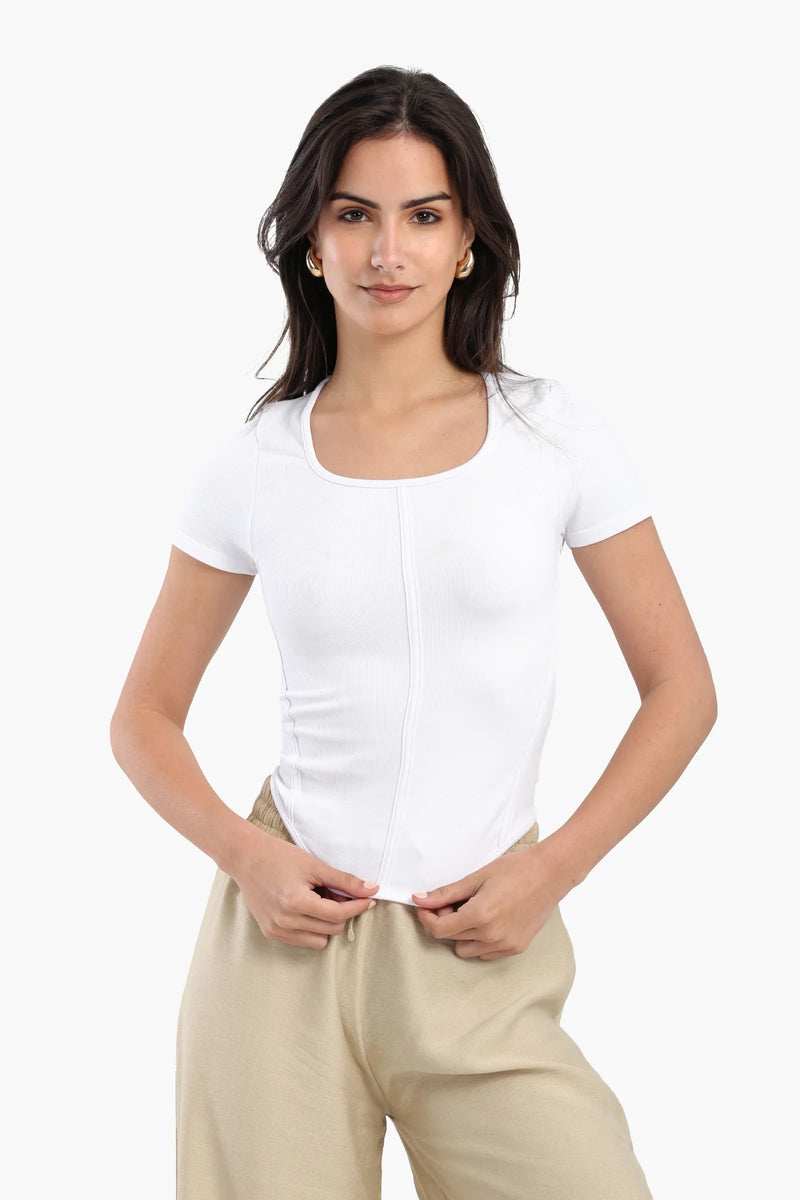 Microfiber Ribbed T-Shirt – White