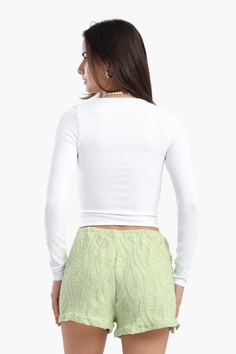 Microfiber Ribbed Corset Top – White