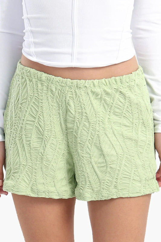 Polyester Ribbed Beach Shorts - Lime