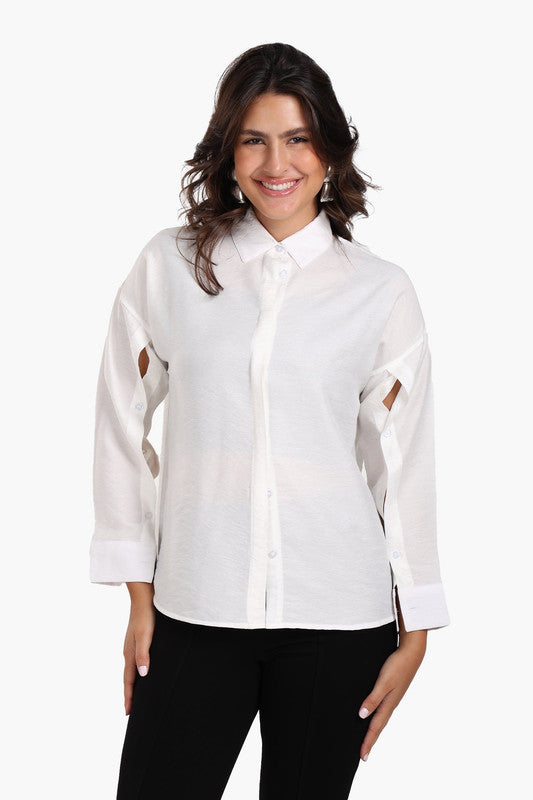 Solid Button Down Shirt – White