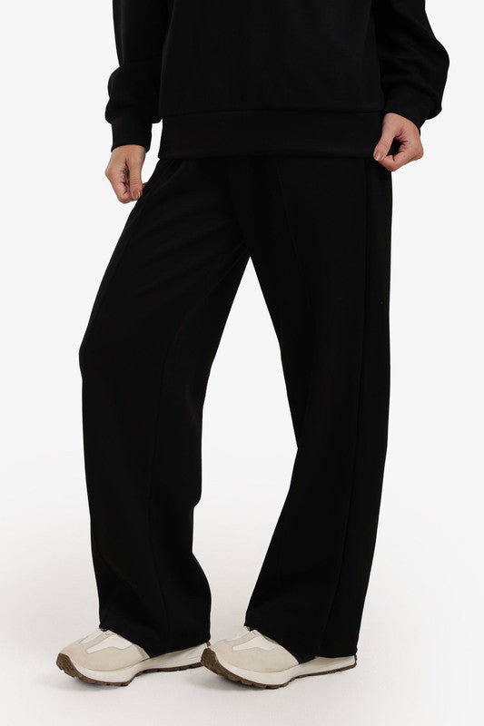 Straight-Cut Relaxed Lounge Pants – Black