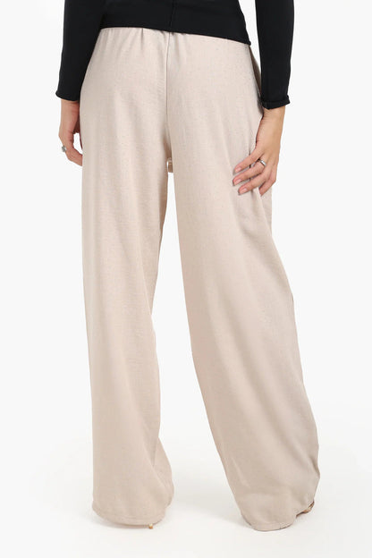 Polyester Studded Wide Leg Pants - Beige