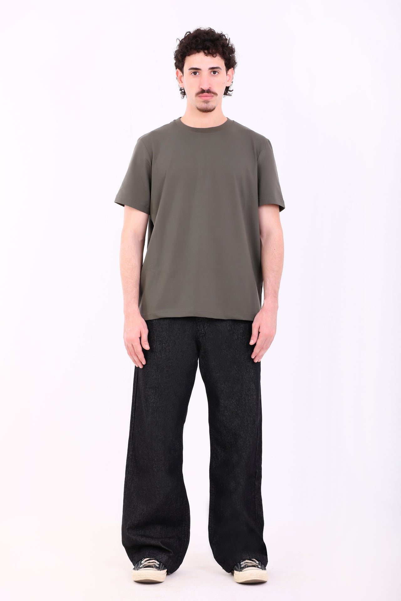 Cotton Wide Leg Denim Jeans – Black