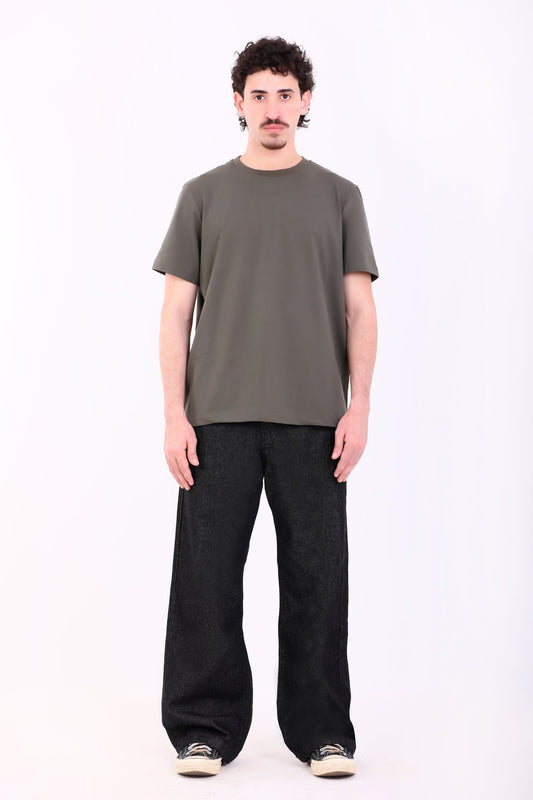 Cotton Wide Leg Denim Jeans – Black