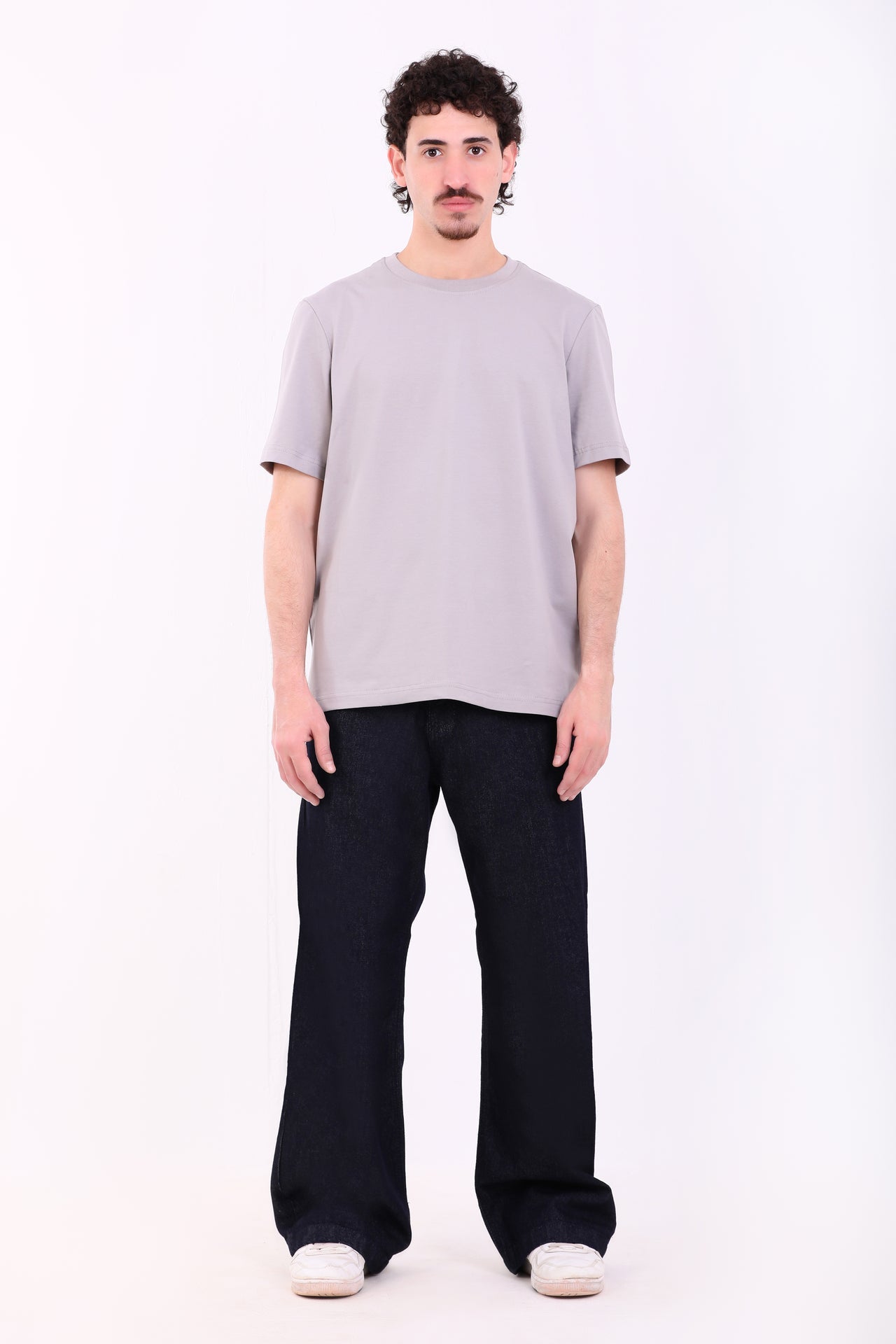 Cotton Wide Leg Denim Jeans – Navy