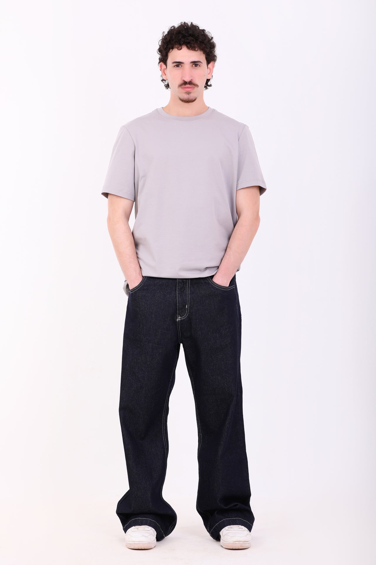 Cotton Wide Leg Jeans – Dark Navy