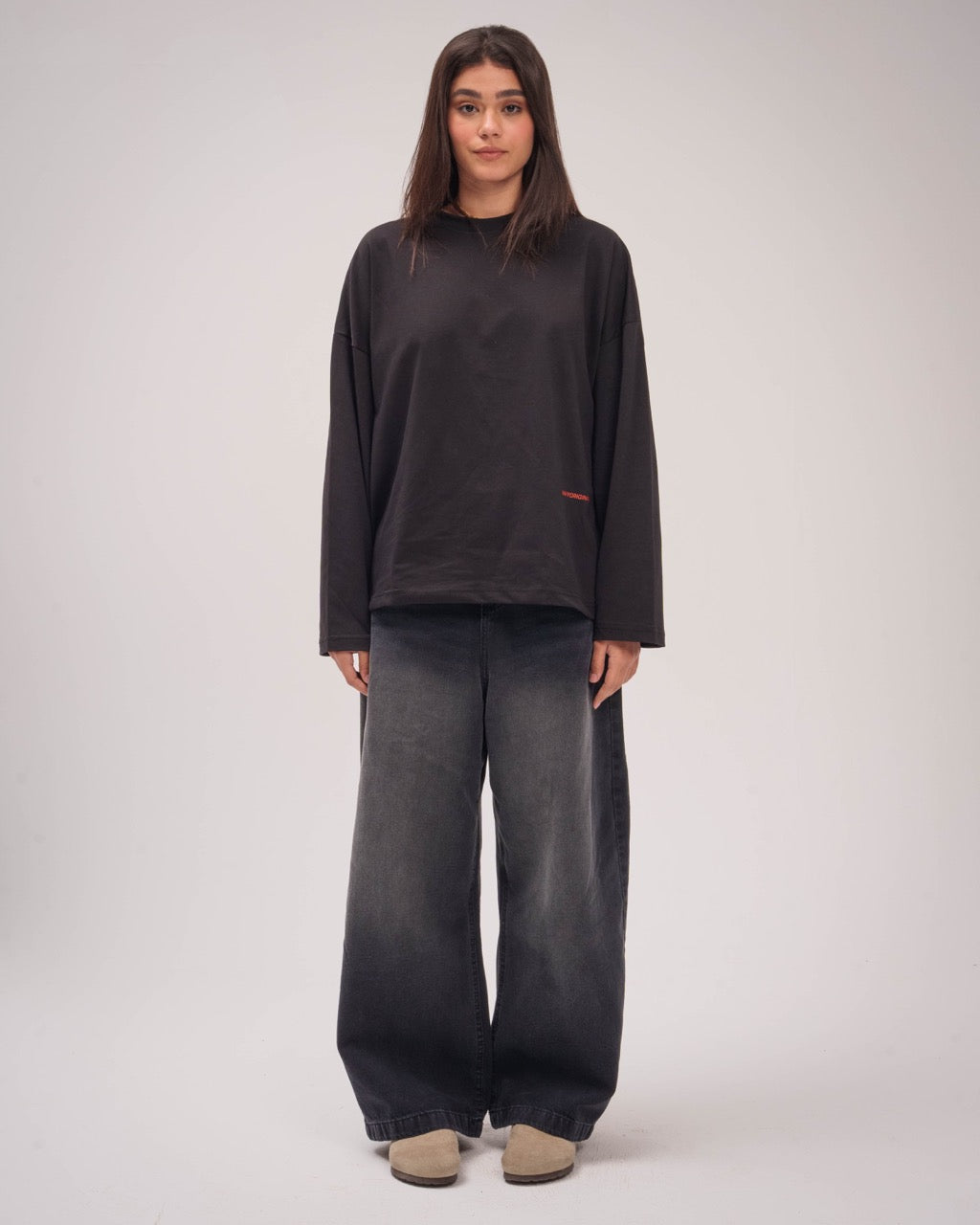 Cotton Printed Long Sleeve – Black