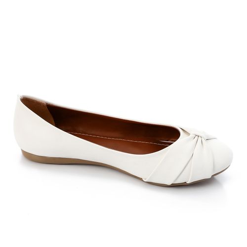 Faux Leather Ballet Flats – White