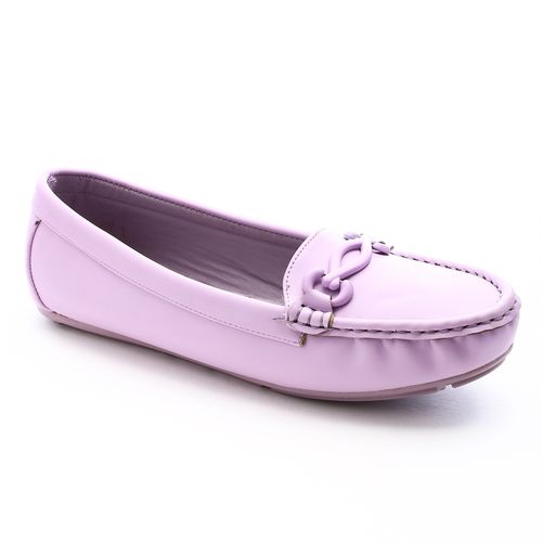 Faux Leather Loafers with Metal Bit – Lilac