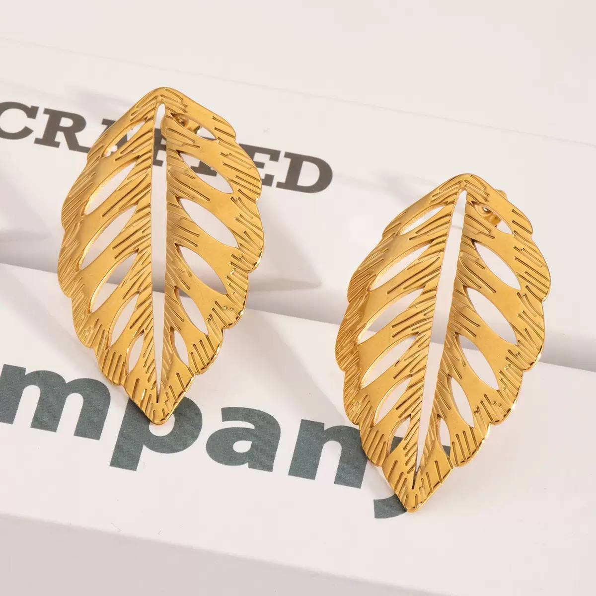 Gold-Plated Leaf Earrings