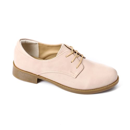 Faux Leather Lace-Up Oxford Shoes – Beige
